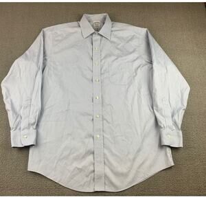 Brooks Brothers Shirt Men's 15 1/2 Regent Blue Cotton Long Sleeve Non‎ Iron